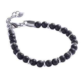Marc Malone Pulsera de hombre con cuentas y piedra de lava Mcgb5009 