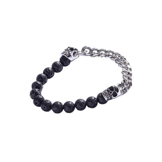 Marc Malone Pulsera de hombre distintiva con piedra de lava Mcgb5042S 