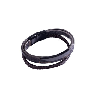 Marc Malone Pulsera Triple de Piel Marrón para Hombre Mcgb5039B 