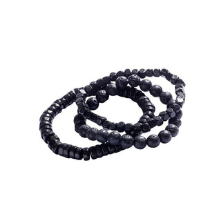 Marc Malone Set de tres pulseras con cuentas y piedras minerales Mcgb5090 