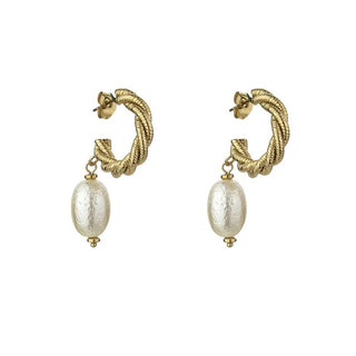 Marc Malone Pendientes chapados en oro con perla artificial Grace White Earrings Mce23005G 