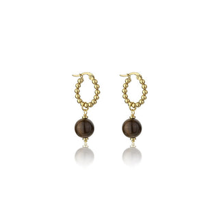 Marc Malone Pendientes de aro 2 en 1 con ojo de tigre Mce23011G 