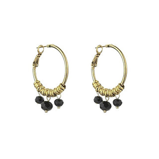 Marc Malone Pendientes de aro chapados en oro Zoey Black Earrings Mce23010G 