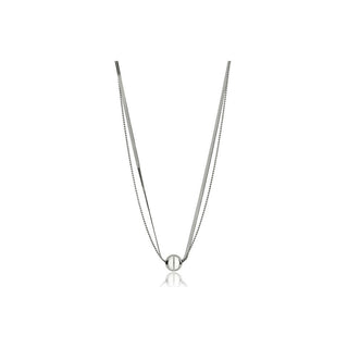Marc Malone Collar doble de acero Skye Silver Necklace Mcn24001S 
