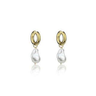 Marc Malone Elegantes Pendientes 2 En 1 Chapados en Oro Con Perla Mira Mce24016G 