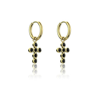 Marc Malone Pendientes de Cruz Chapados en Oro Pendientes Avianna Negros Mce23120G 