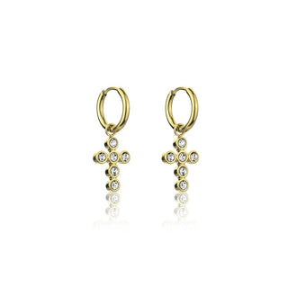 Marc Malone Pendientes chapados en oro con cruces y circonitas transparentes Mce23121G 
