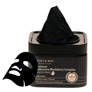 Mary & May Mascarilla Facial Multiusos Premium Idebenone Blackberry Complex (Esencia de Mascarilla) 20 Piezas 