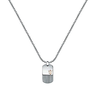 Maserati Collar de acero a la moda con placa militar Iconic Jm121Atk08 