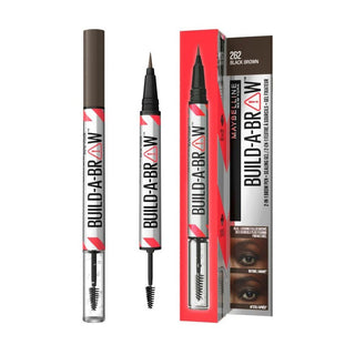 Maybelline Fixiert und Build A Brow Augenbrauengel (Augenbrauenstift + Versiegelungsgel) - Farbton: 262 Schwarzbraun 