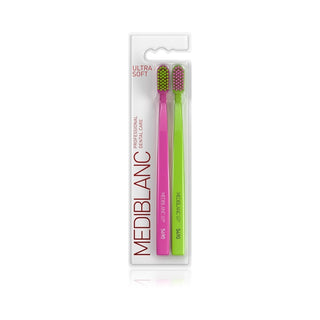 Mediblanc Cepillo de dientes ultra suave rosa/Verde 2 Piezas 