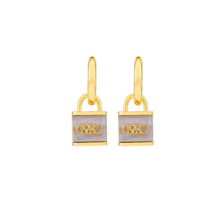 Michael Kors Pendientes de aro Kors Lock chapados en oro con perla Mkc1743Tn710 