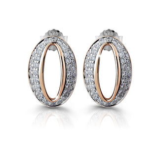 Modesi Elegantes pendientes de bronce y plata con circonitas cúbicas M25007 