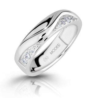 Modesi Anillo de plata de moda con zirconias M16026 - Circuito: 58 Mm 