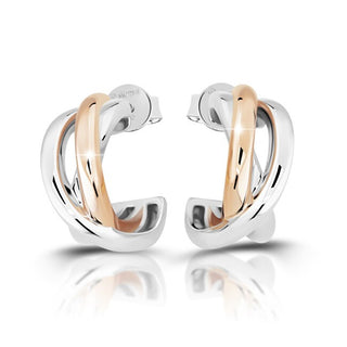 Modesi Elegantes pendientes bicolor de aro de plata M23092 