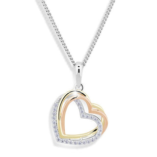 Modesi Collana Tricolore Cuore Zirconi M43060 — Collana