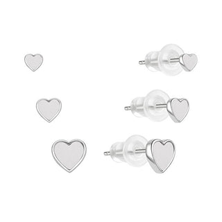 Moiss Set de Pendientes de Plata Corazones E0004640 (3 Pares de Pendientes) 