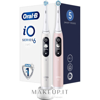 Oral B Cepillo Eléctrico Io6 Series Duo Pack Blanco/Rosa Arena Mango Extra 2 Piezas 