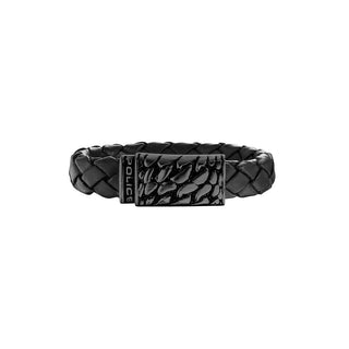 Police Bracciale In Pelle Nera Per Uomo Pj25729Blb01 Lunghezza 17 Cm — Bracciale