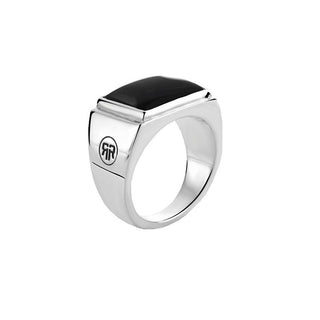 Rebel&Rose Anello Argento Onice Quadrato 60 mm — Anello