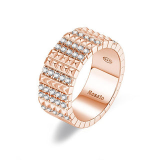 Rosato Anello Cubica Rzcu58 In Bronzo Lucido Con Zirconi 56 mm — Anello