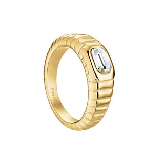 Rosefield Anello Acciaio Oro Cristallo Jror Circuito 54 mm — Anello