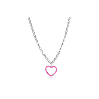 S'agapõ Collana Acciaio Cuore Fucsia Vibes Svb08 — Collana