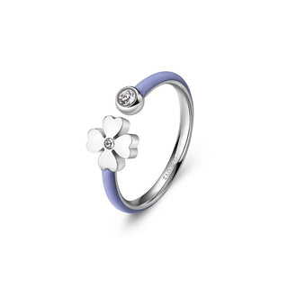 S'agapõ Anello Acciaio Smalto Viola Chiaro Vibes Clover Svb67 — Anello