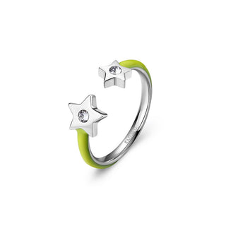 S'agapõ Anello In Acciaio Con Smalto Giallo Stars Vibes Svb69 — Anello