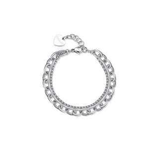 S'agapõ Bracciale Doppio In Acciaio Moderno Spesso Shk65 — Bracciale