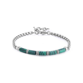 S'agapõ Bracciale Riot Srt28 In Acciaio Malachite — Bracciale