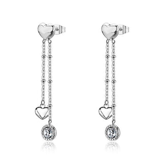 S'Agapõ Boucles d'oreilles longues en acier avec pendentifs Aurora Sar70 