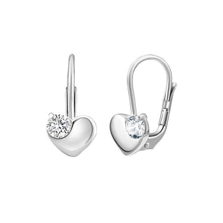 Silvego Orecchini Cuore Argento Zirconi Trasparenti Swarovski Silvego70462S — Orecchini