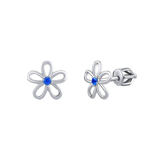 Silvego Ohrringe aus Silber - Blume mit blauem Zirkon an Stecker Silvegob31857Sbdb 