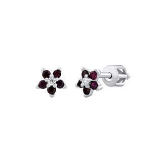 Silvego Orecchini Saskia Flower Argento Rubino Sintetico Zirconi — Orecchini