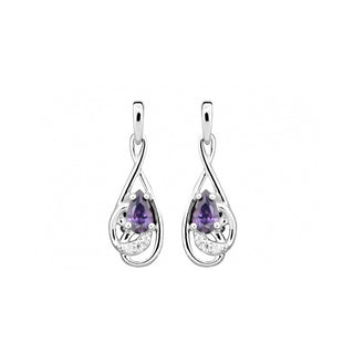 Silver Cat Orecchini Zircone Ametista — Orecchini