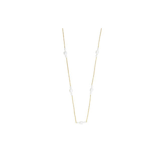 Silver Cat Collana Lunga Placcata Oro Perle Acqua Dolce — Collana