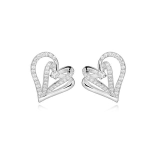 Silver Cat Orecchini Cuore Zirconi Cubici — Orecchini
