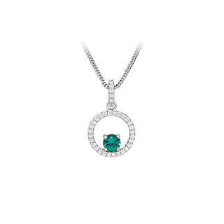 Silver Cat Collana Argento Zirconi Smeraldo Sintetico SC632 — Collana