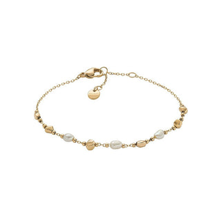 Skagen Bracciale Agnethe Perle Vere Placcato Oro — Braccialetto