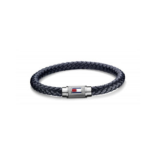 Tommy Hilfiger Bracciale In Pelle Blu Scuro — Bracciale