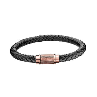 Tommy Hilfiger Bracciale In Pelle Nera Casual Core — Bracciale