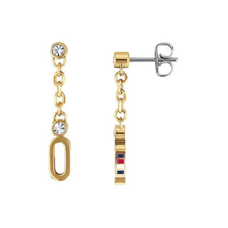 Tommy Hilfiger Orecchini Placcati Oro Con Cristalli — Orecchini