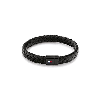 Tommy Hilfiger Bracelet en cuir noir avec fermoir en acier 2790331 