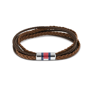 Tommy Hilfiger Bracelet de luxe pour homme en cuir marron multi-couches 2790425 