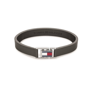 Tommy Hilfiger Bracelet en cuir gris avec fermoir en acier 2790428 
