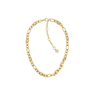 Tommy Hilfiger Collana Acciaio Placcato Oro Catena Maglie Contrasto Collana