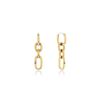 Tommy Hilfiger Orecchini Catena Maglie Contrasto Placcati Oro Orecchini