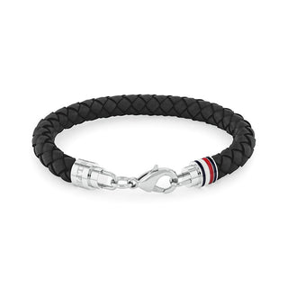 Tommy Hilfiger Bracciale Uomo Pelle Nera Tyson — Bracciale