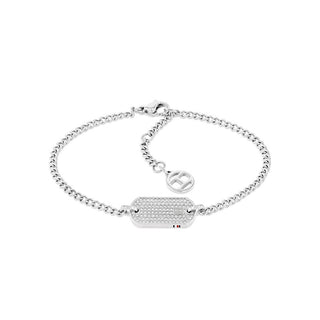 Tommy Hilfiger Bracciale Da Donna In Acciaio Con Cristalli Dog Tag — Bracciale